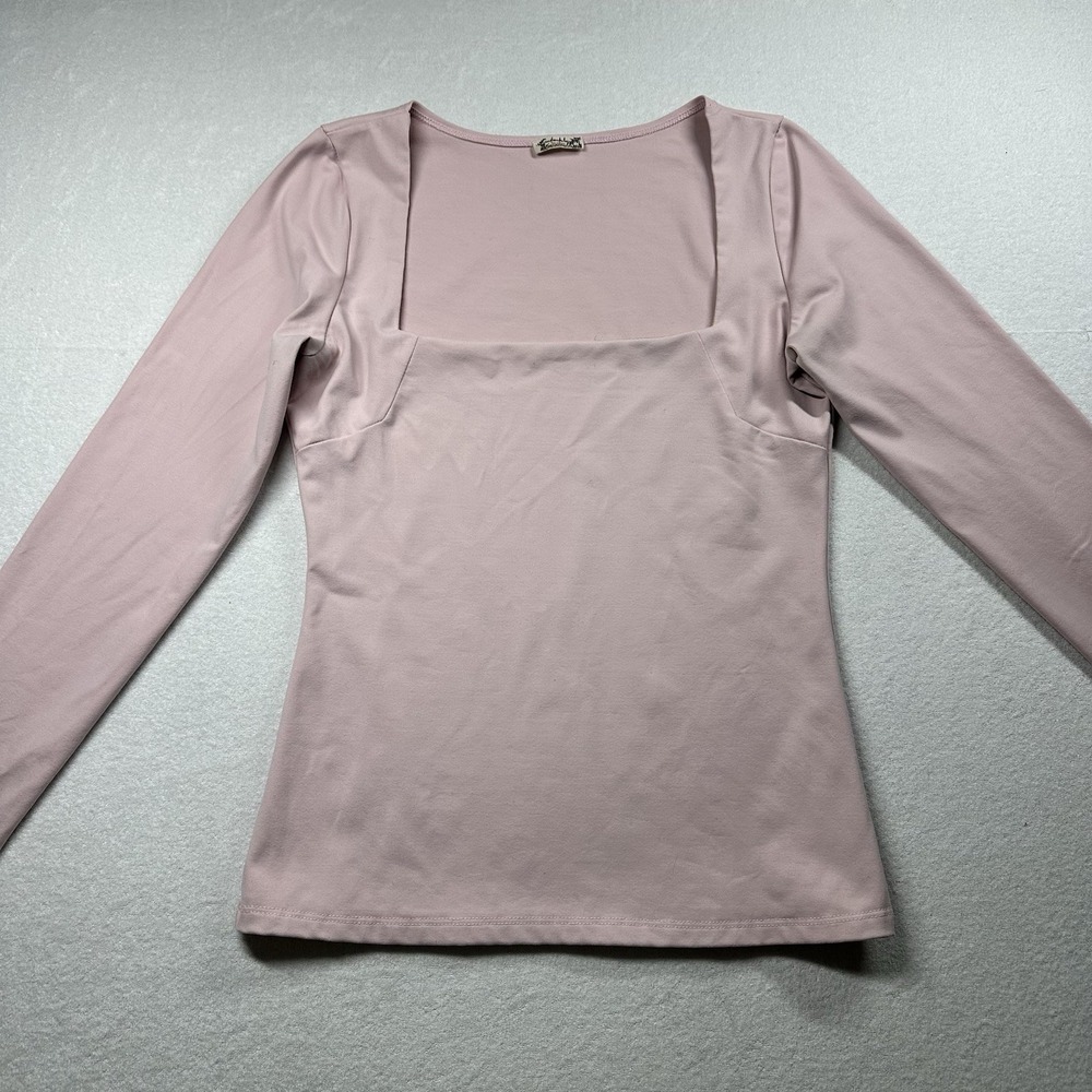 Free‎ People Intimately Bodysuit M Dusty Pink Double V Neck Short Sleeve Stretch